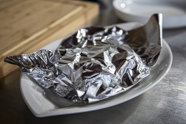 Allow the veal to rest for 5 minutes under aluminium foil.
